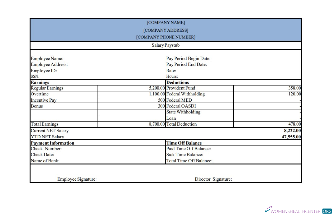 Download salary pay stub template, version 2 Photoshop template